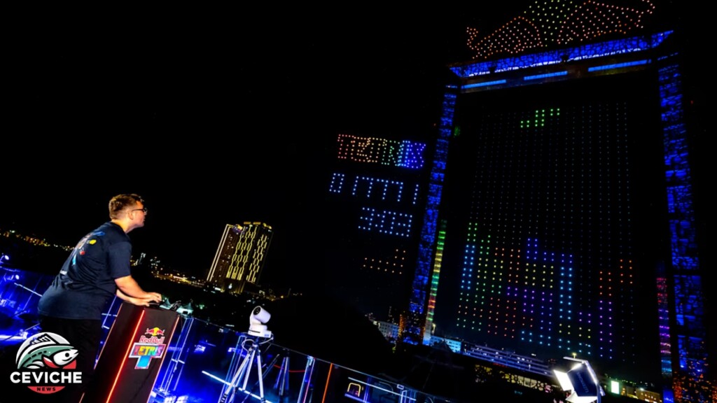 Red Bull rompe récord mundial con un Tetris gigante hecho con drones